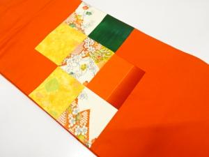 切りばめ　草花に古典柄　名古屋帯